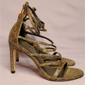Stuart Weitzman Strappy Sparkly Zip Back Heels New With Tags